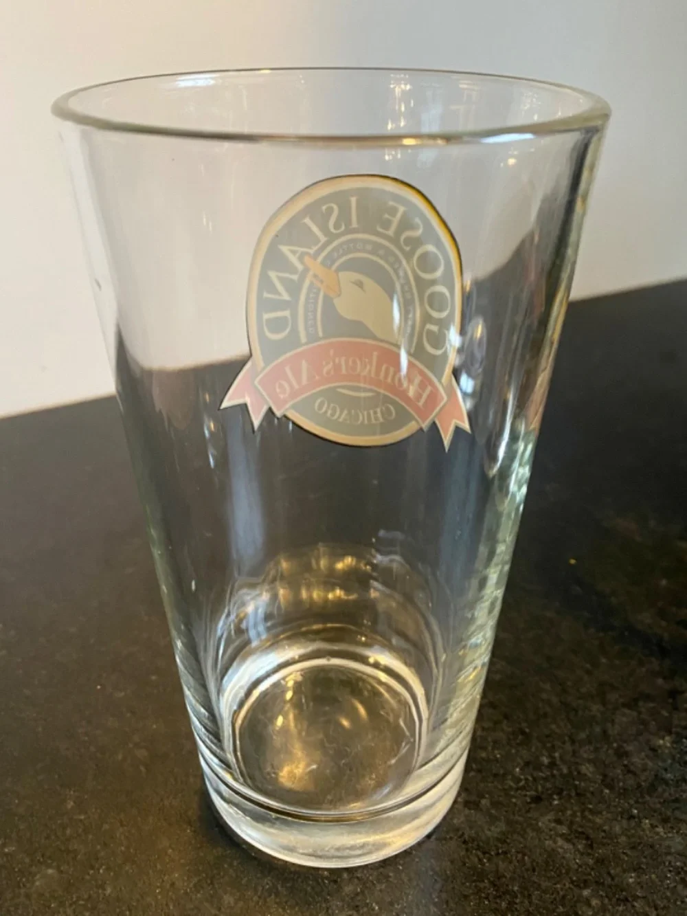 Four Beer Glasses from Goose Island, Chicago. Sturdy, Preowned, Minimal Use.